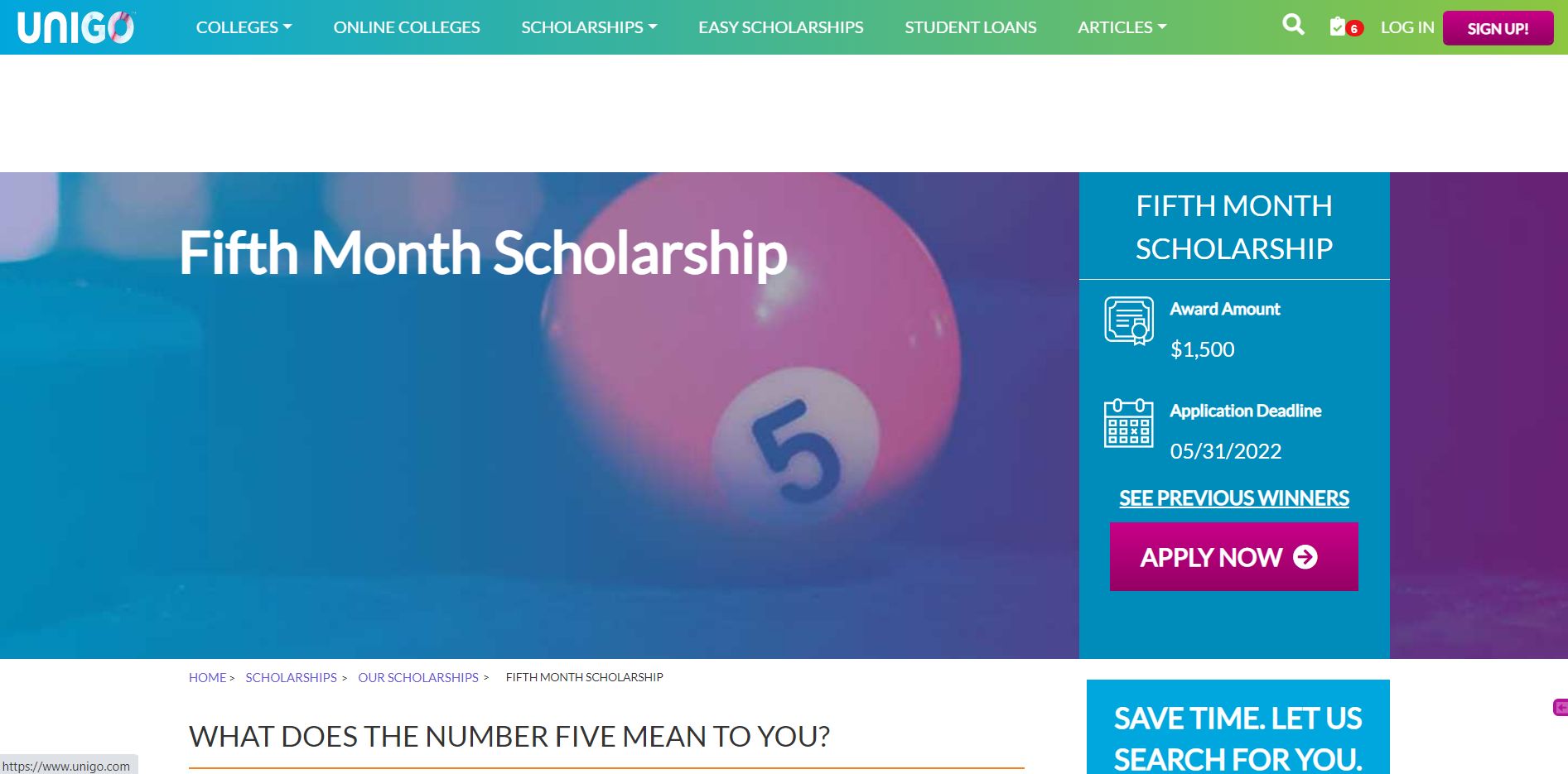 Fifth Month Scholarship
