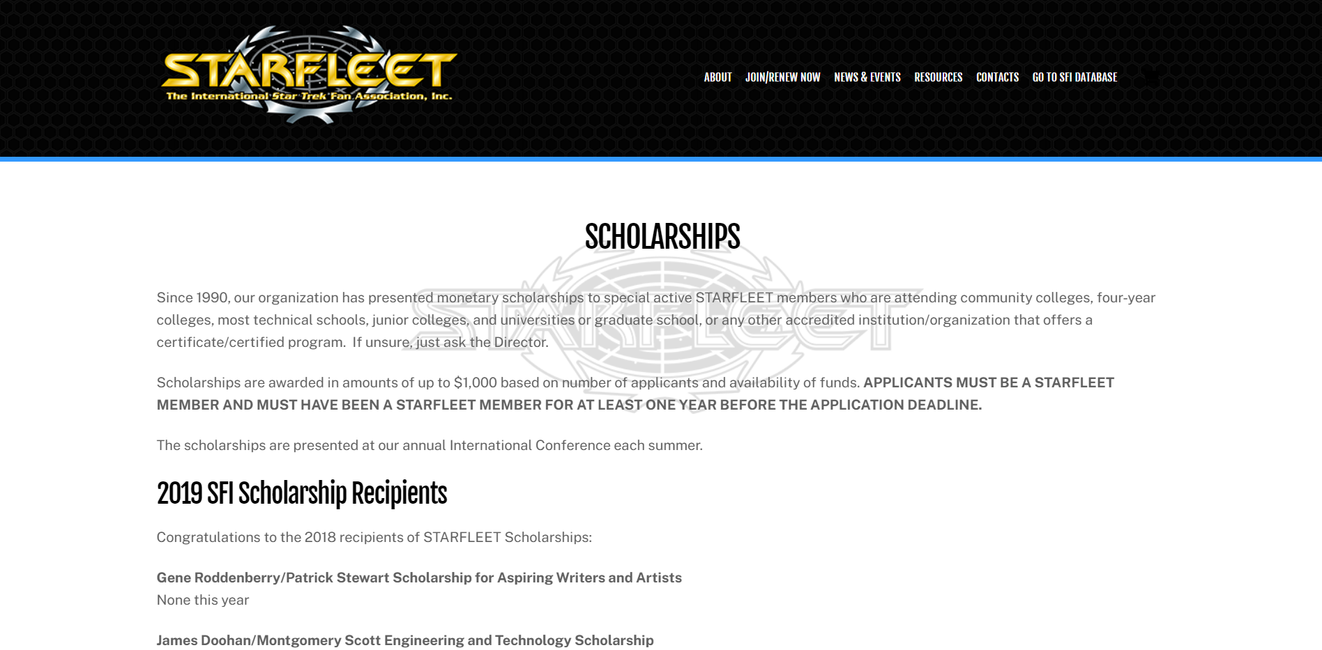 Starfleet Scholarship