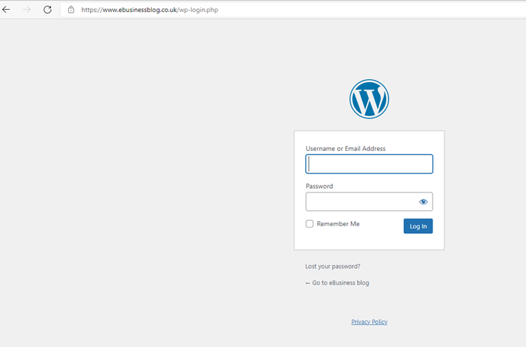 Visit your WordPress Login page